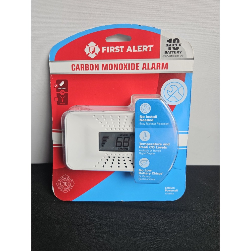 First Alert CO710 Carbon Monoxide Alarm 10-Year Battery Digital Display Detector